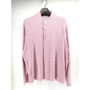 Johnnie O Sweater Mens XL Henley Golf Lightweight Knit Snap Mock Neck Pink‎